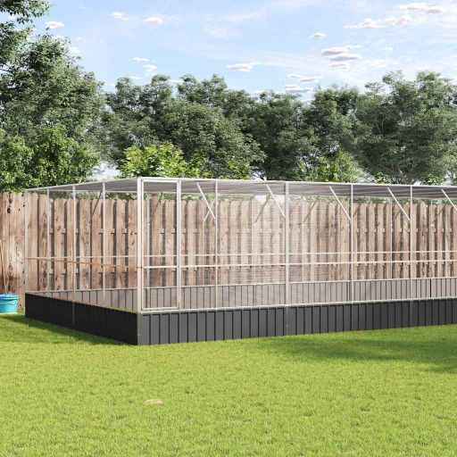 vidaXL Aviário 210,5x107x212 cm aço prateado